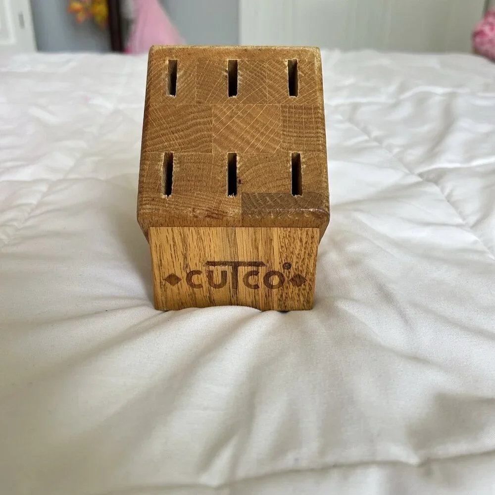 Cutco 6 Slot‎ Table Knife Oak Wood Block Made In USA